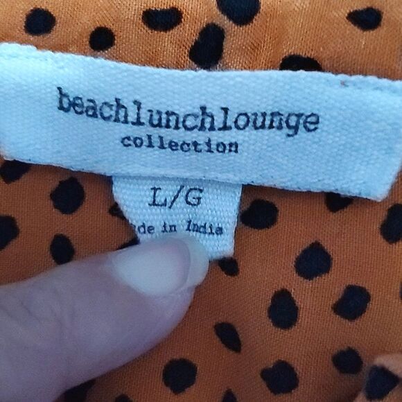 BeachLunchLounge Rust & Black Spotted Flowy Button Down Shirt Boho - Picture 12 of 13